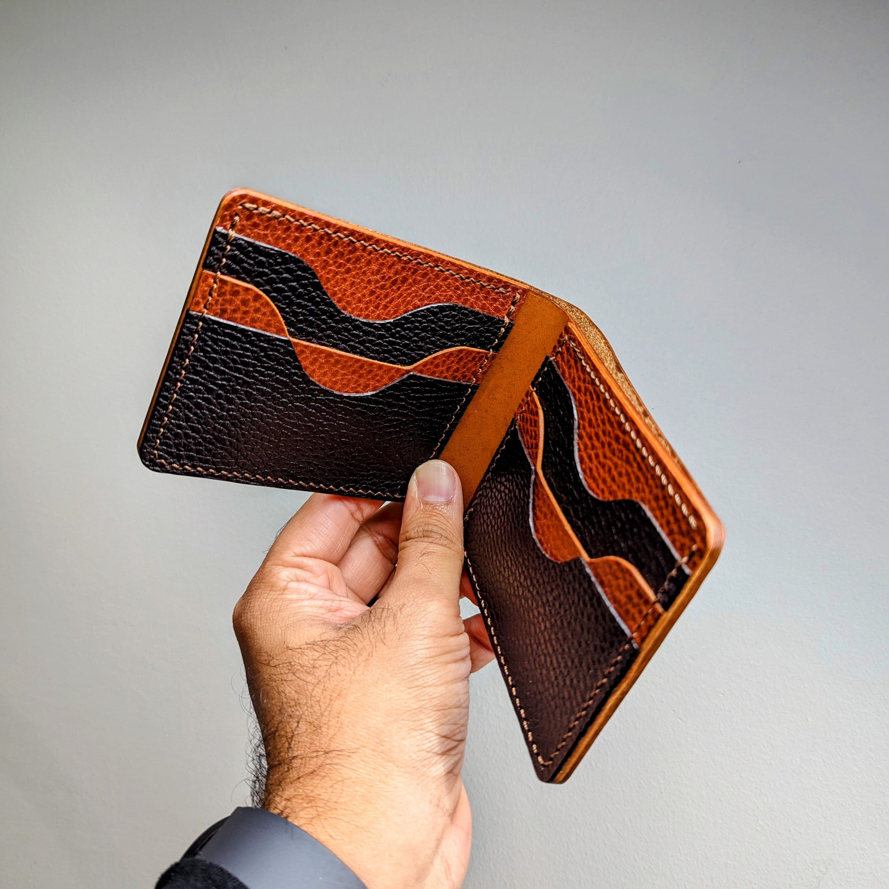 Hand-stitched bifold wallet, interior detail
