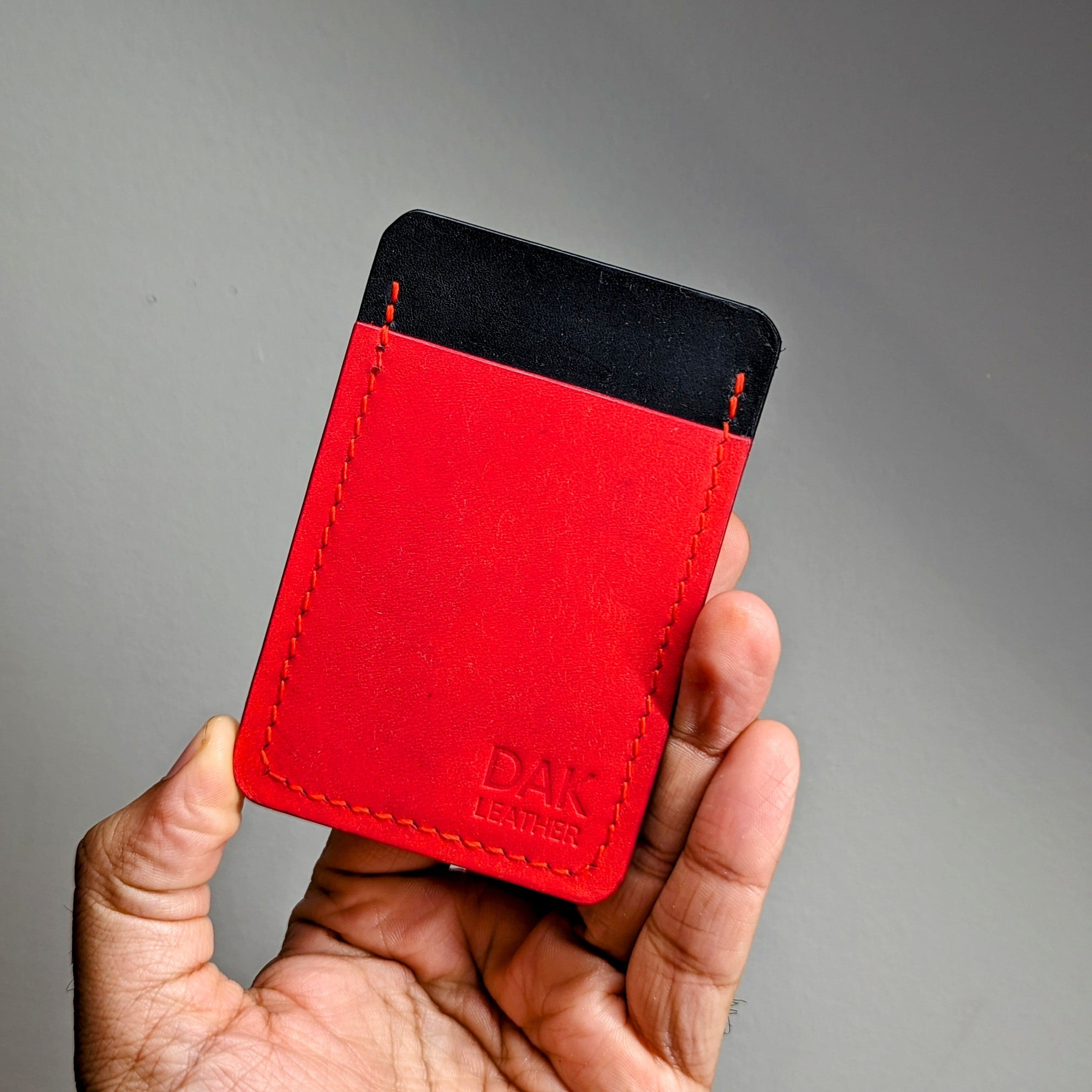 Vertical leather card holder