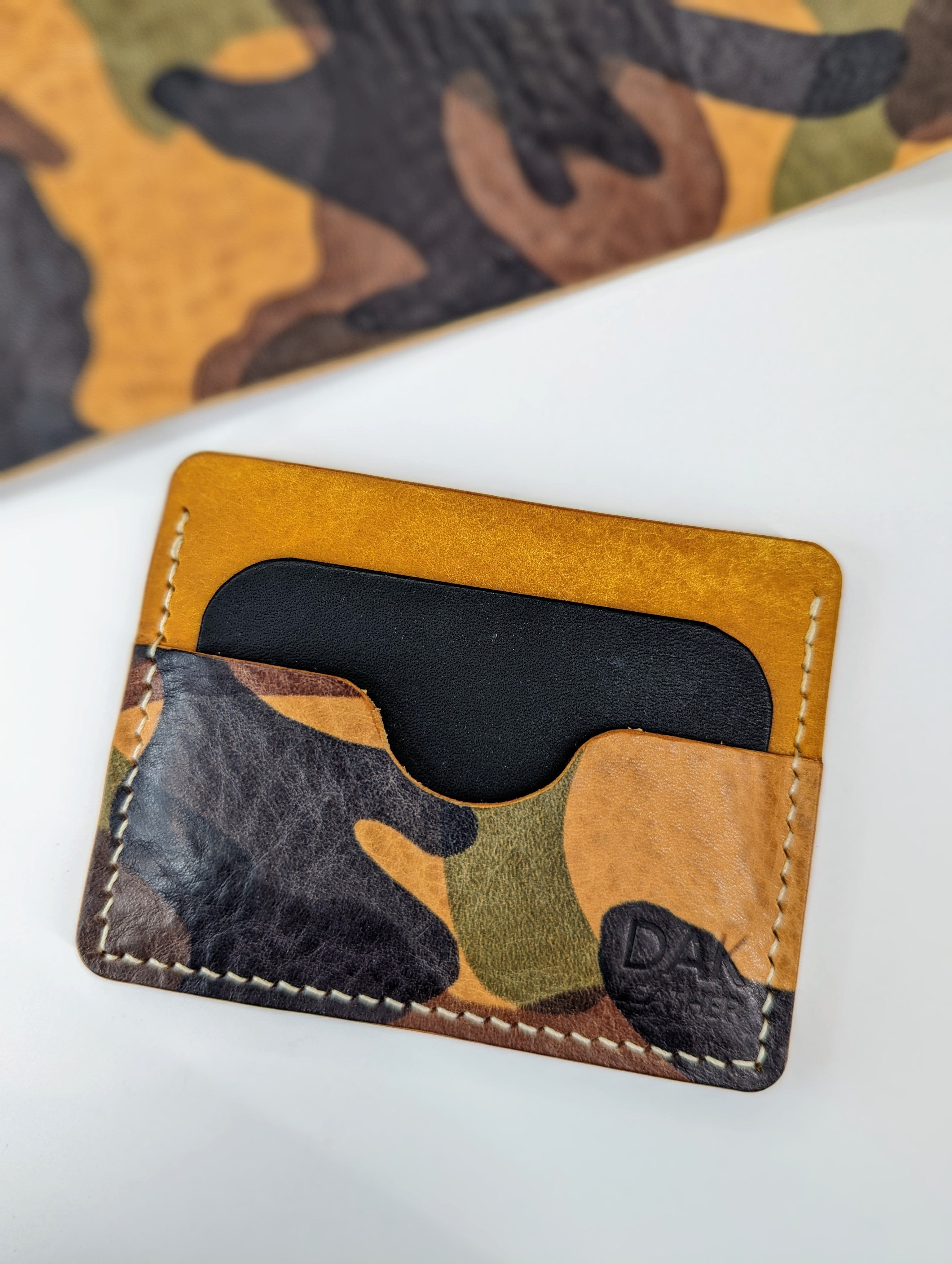 Detail of a hand-stitched custom leather wallet