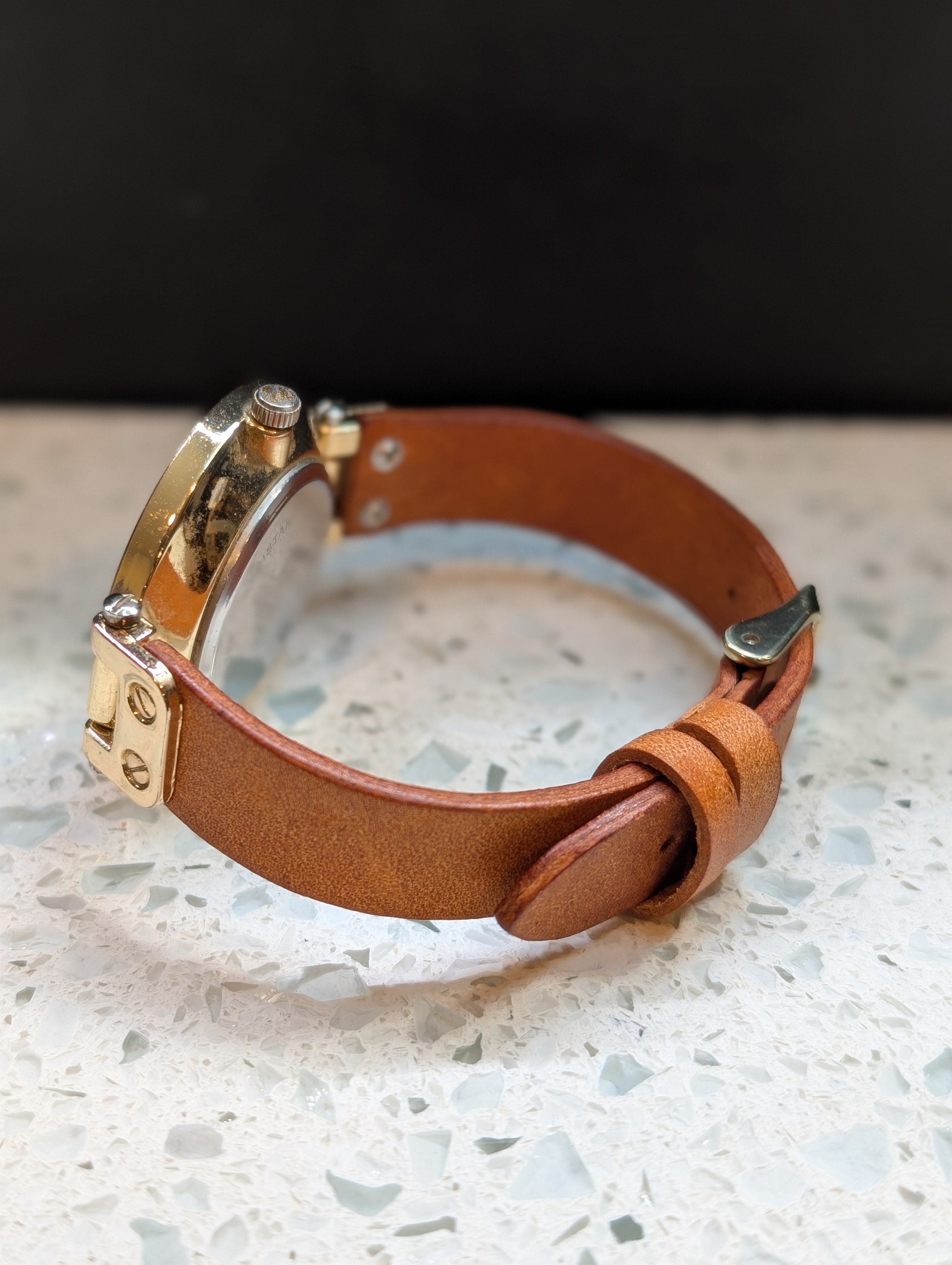 Hand-stitched leather watch band