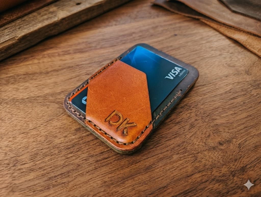 Hand-stitched groomsmen wallets from DAK Leather's first project