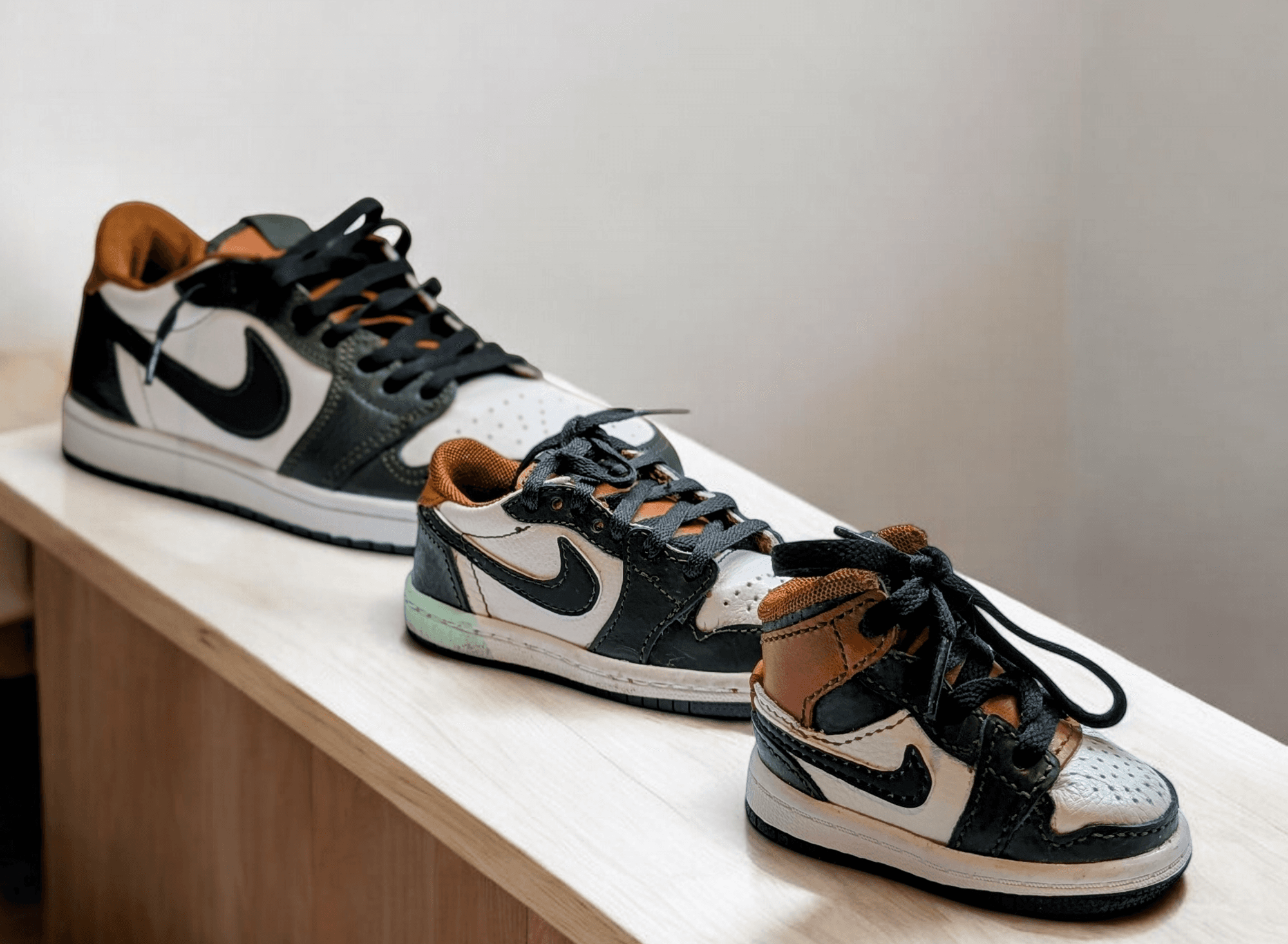 Three bespoke shoes in different leathers and finishes